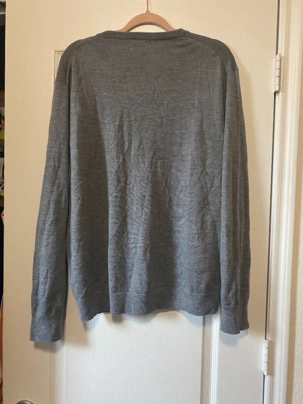Vintage J.Crew Men's 100% Merino Wool V-Neck Sweater Heather Gray Size XL